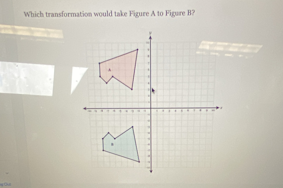 Which transformation would take Figure A to Figure B? 
==Ceet == 
1 Out