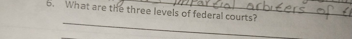 What are the three levels of federal courts? 
_