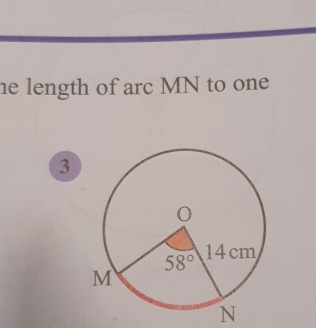 he length of arc MN to one
3
N