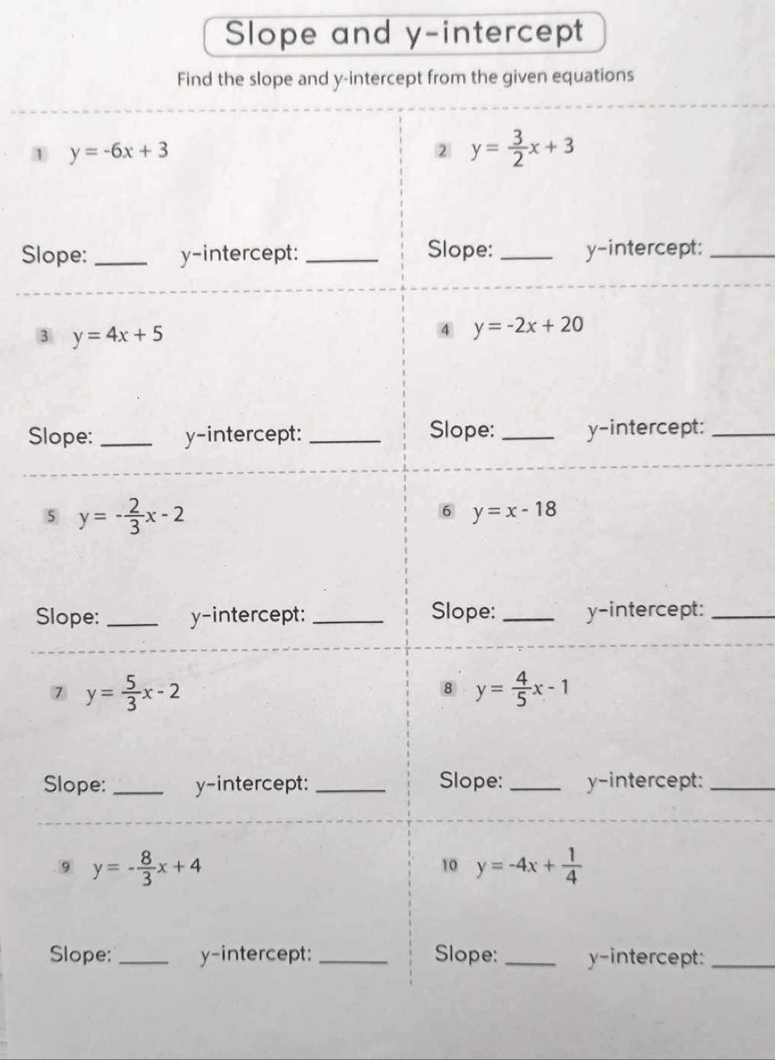 Slope and y-intercept
1
Slo_
3
Sl_
5
Sl_
S_
_