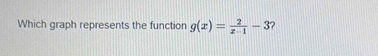 Which graph represents the function g(x)= 2/x-1 -3 ?