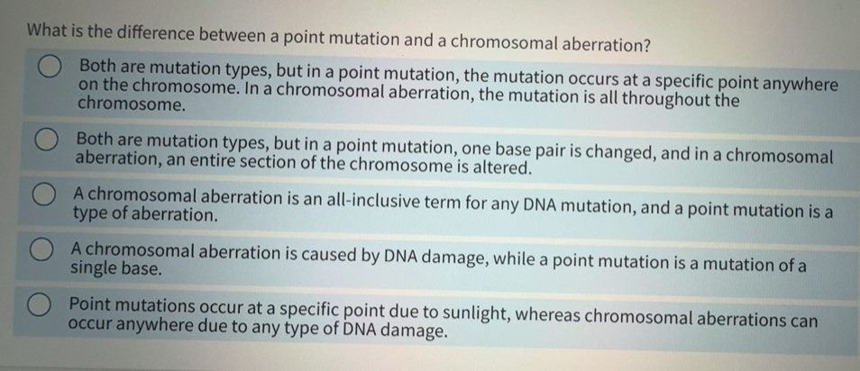 Solved: What is the difference between a point mutation and a ...