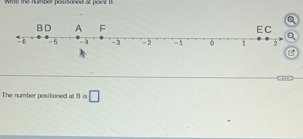 Wite the number positioned at point B. 
The number positioned at B is □.