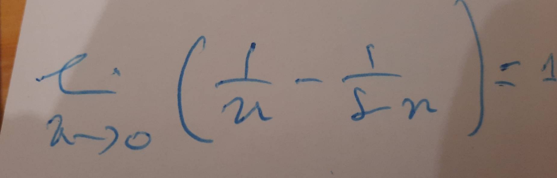 limlimits _xto 0( 1/x - 1/2x )=1