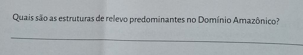 Quais são as estruturas de relevo predominantes no Domínio Amazônico? 
_