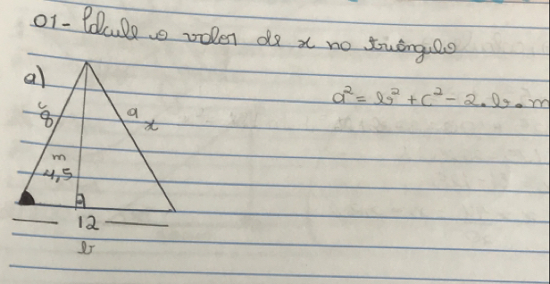 o1 - Pocle volen do x no twingao
a^2=b^2+c^2-2· b· m