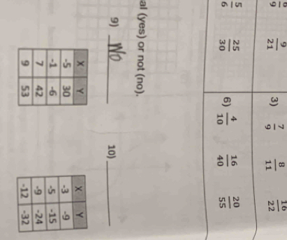  6/9 
 5/6 
al (yes) or not (no).
9) _10)_