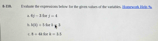 Solved: 8-110. Evaluate the expressions below for the given values of ...