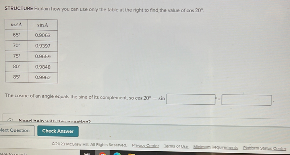 STRUCTURE Explain how you can use only the table at the right to find ...