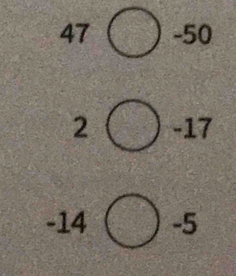47bigcirc -50
2bigcirc -17
-14bigcirc -5
