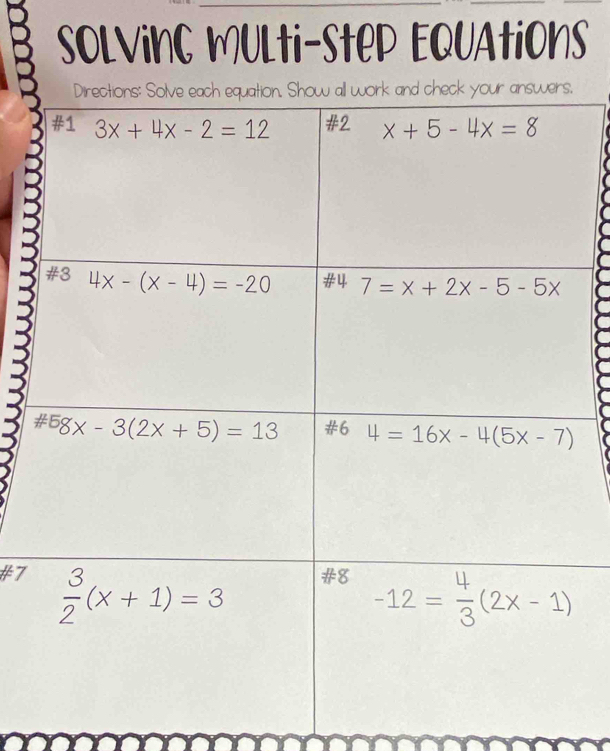 SOLViNC MULti-SteP EQUAtiOnS
#7