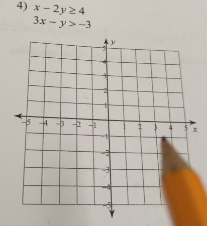 x-2y≥ 4
3x-y>-3