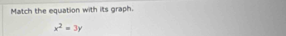 Match the equation with its graph.
x^2=3y