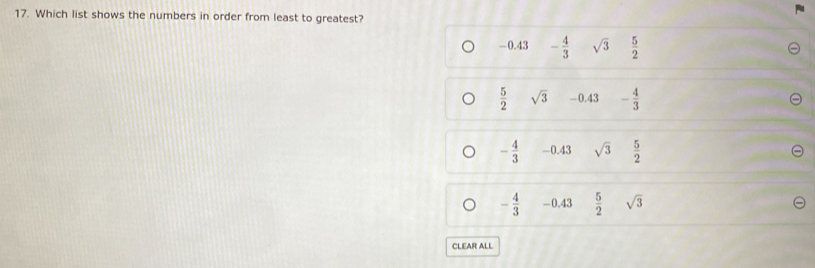 Solved: Which list shows the numbers in order from least to greatest ...