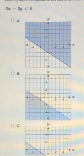 -2x-3y<6</tex> 
A. 
B. 
C.