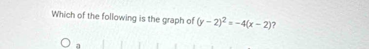 Which of the following is the graph of (y-2)^2=-4(x-2) ? 
a