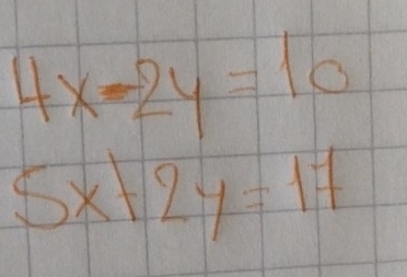 beginarrayr 4x-2y=10 5x+2y=11endarray