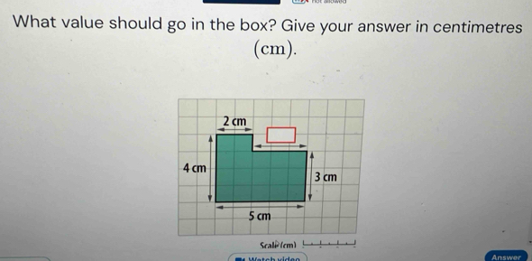 What value should go in the box? Give your answer in centimetres 
(cm). 
Answer