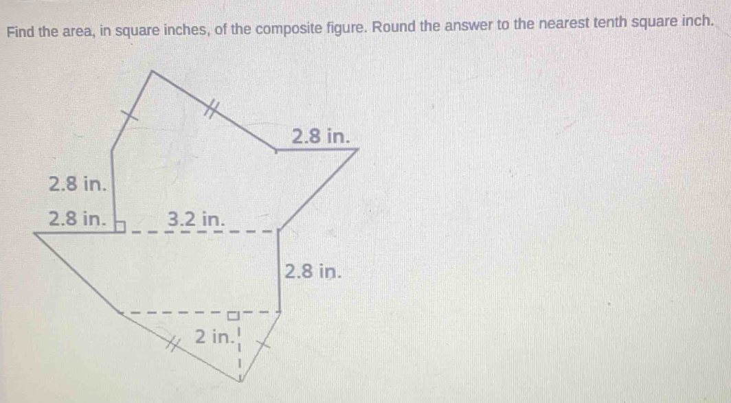 Solved: Find the area, in square inches, of the composite figure. Round ...