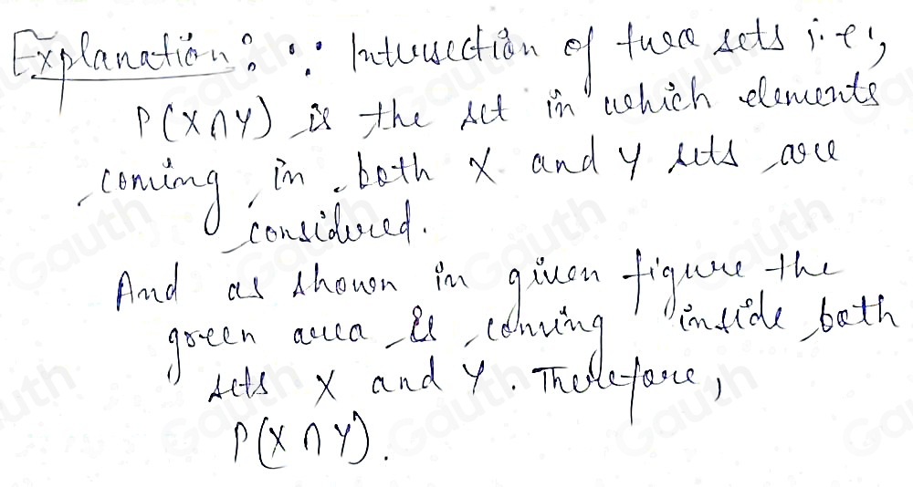 Solved: What is illustrated by the following Venn diagram? P(X∩ Y) P(X ...