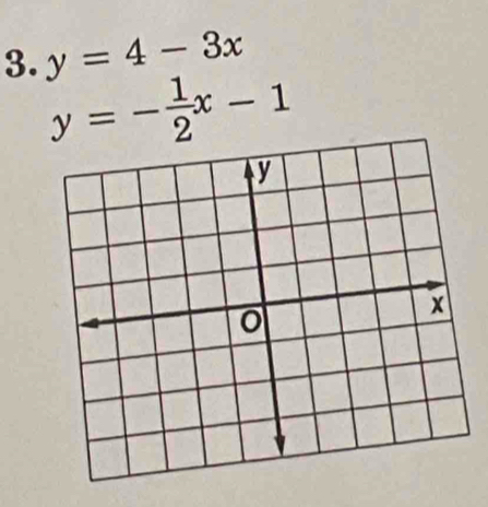 y=4-3x
y=- 1/2 x-1