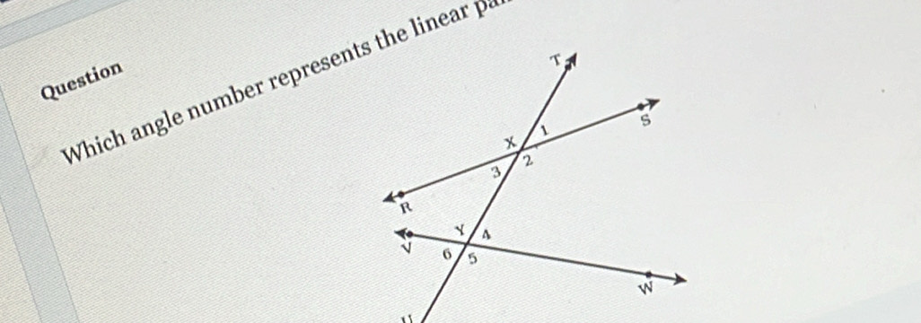 Which angle number represents the linear P
Question 
`