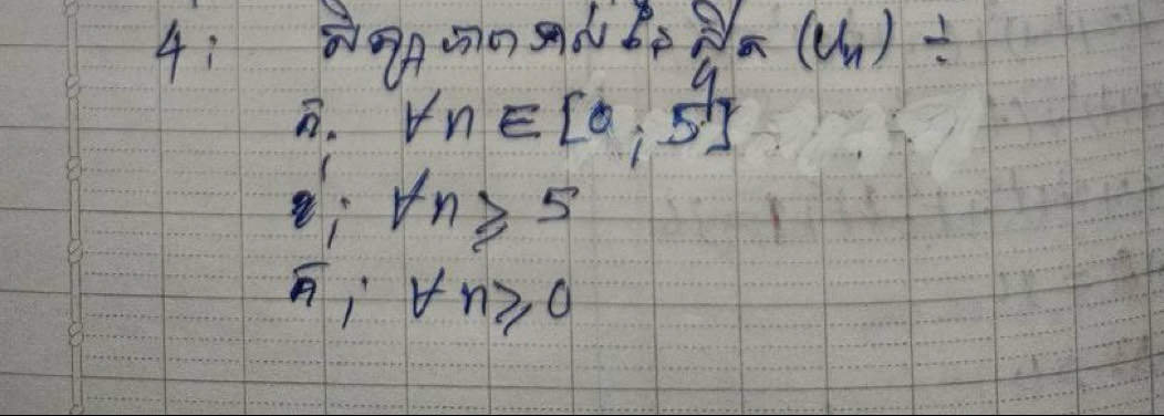 4:6 (u_n)/. forall n∈ [0,5]
( 
3-1 forall n≥slant 5
overline A_1 forall n≥slant 0