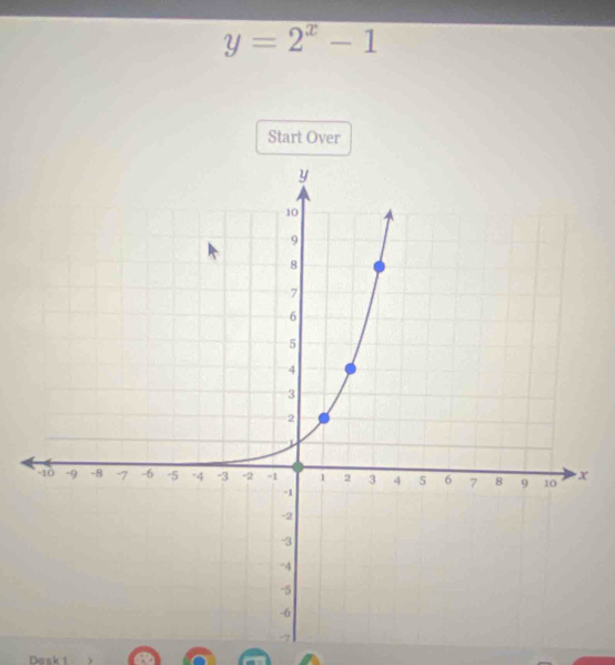 y=2^x-1
Start Over