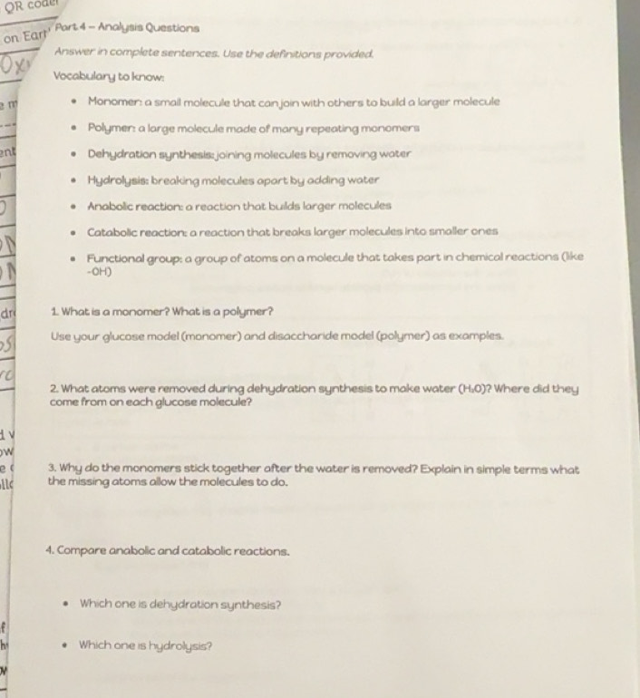 Solved: QR codel on Eart Part 4 - Analysis Questions Answer in complete ...