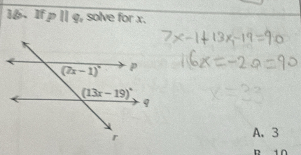 If p | q, solve for x.
A、3
R 10