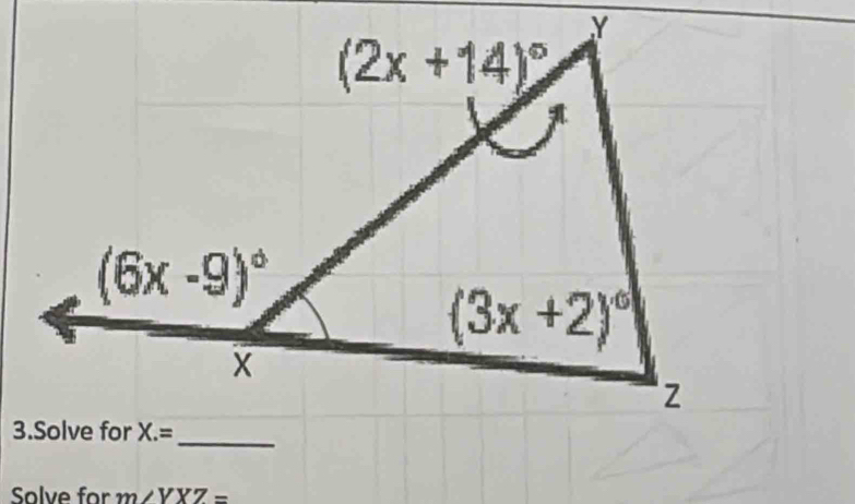 Solve for m∠ VXZ=