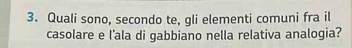 Quali sono, secondo te, gli elementi comuni fra il 
casolare e l’ala di gabbiano nella relativa analogia?