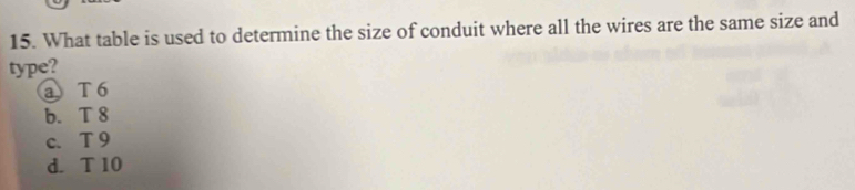 Solved: What table is used to determine the size of conduit where all ...