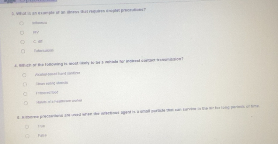 Solved: What is an example of an illness that requires droplet ...