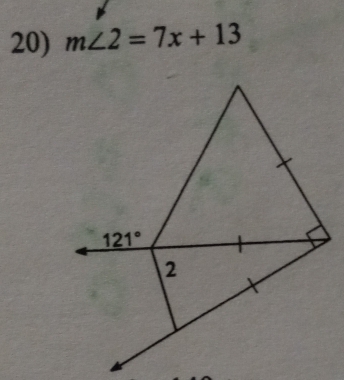 m∠ 2=7x+13