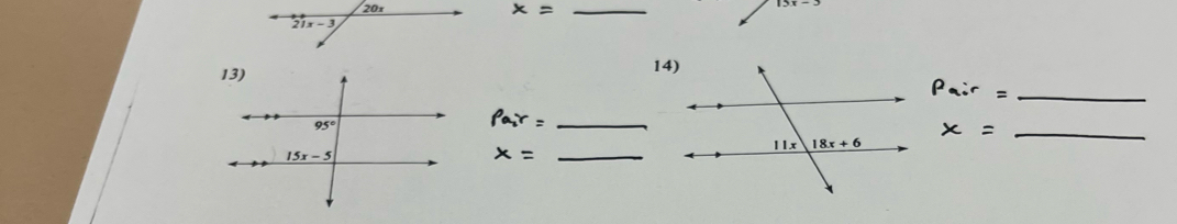 x=
14)
Pair =_
Pair =_
x= _
x= _