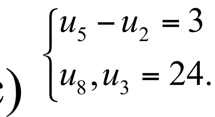 ) beginarrayl u_5-u_2=3 u_8,u_3=24.endarray.