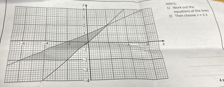 HINTS: 
t the 
ns of the lines 
hoose <>≤ ≥
_ 
_ 
_ 
4 1