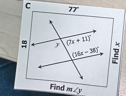 77°
Find m∠ y