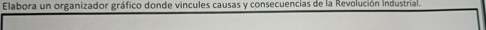 Elabora un organizador gráfico donde vincules causas y consecuencias de la Revolución Industrial.