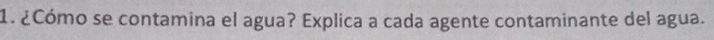 ¿Cómo se contamina el agua? Explica a cada agente contaminante del agua.