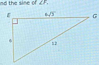 nd the sine of ∠ F.