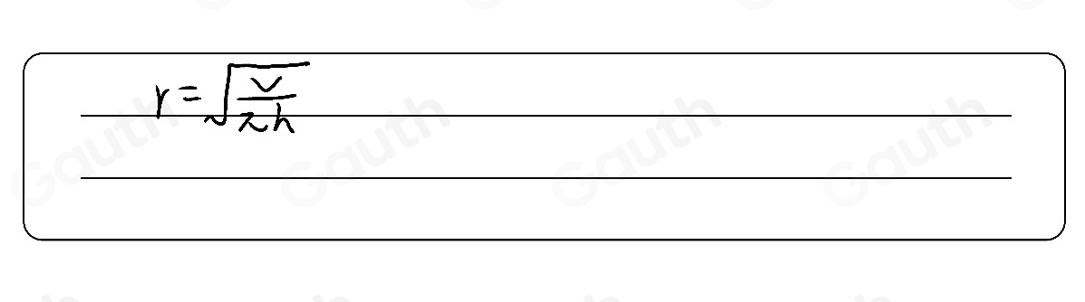 r=sqrt(frac v)π h