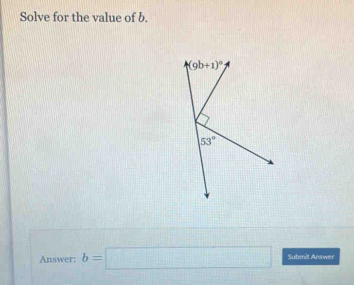 Solve for the value of b.
Answer: b=□ Submit Answer