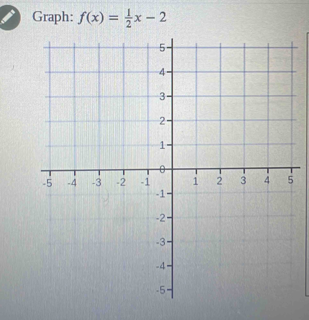 Graph: f(x)= 1/2 x-2