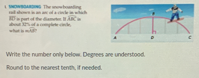 Solved: SNOWBOARDING The snowboarding rail shown is an arc of a circle ...