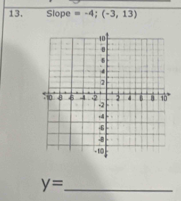 Slope =-4;(-3,13)
_ y=