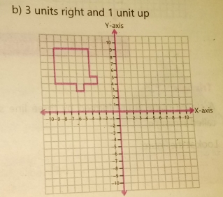 3 units right and 1 unit up