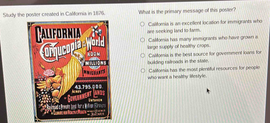 Solved: Study the poster created in California in 1876. What is the ...