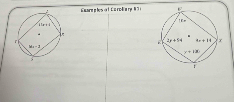 Examples of Corollary #1: